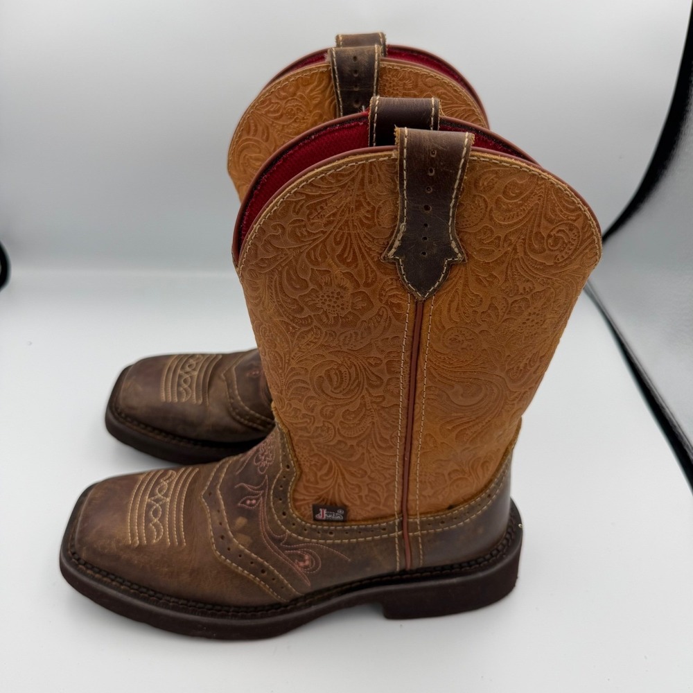 Justin Gypsy Starlina Western Boots Womens 7B Brown Excellent Leather